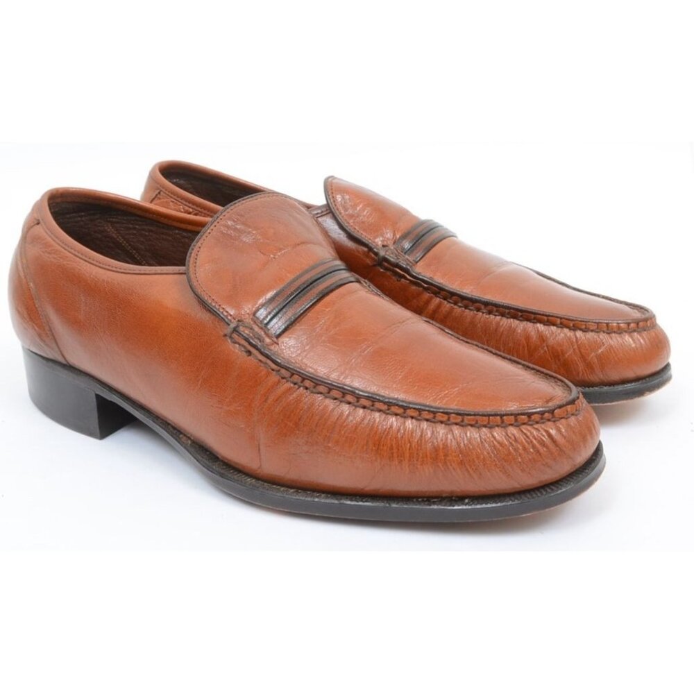 Florsheim Shoe Imperial Quality‎ Mens 9E Cognac Leather Loafer Preppy Academia